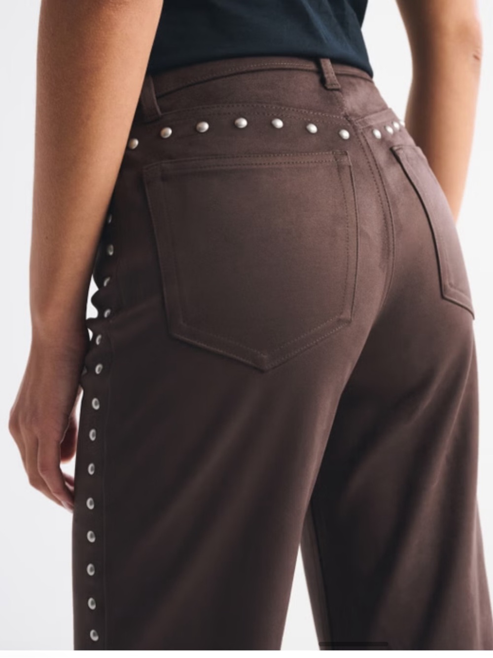 Abercrombie & Fitch Women’s High-Rise Suede Pants— Dark Brown - Picture 3 of 7